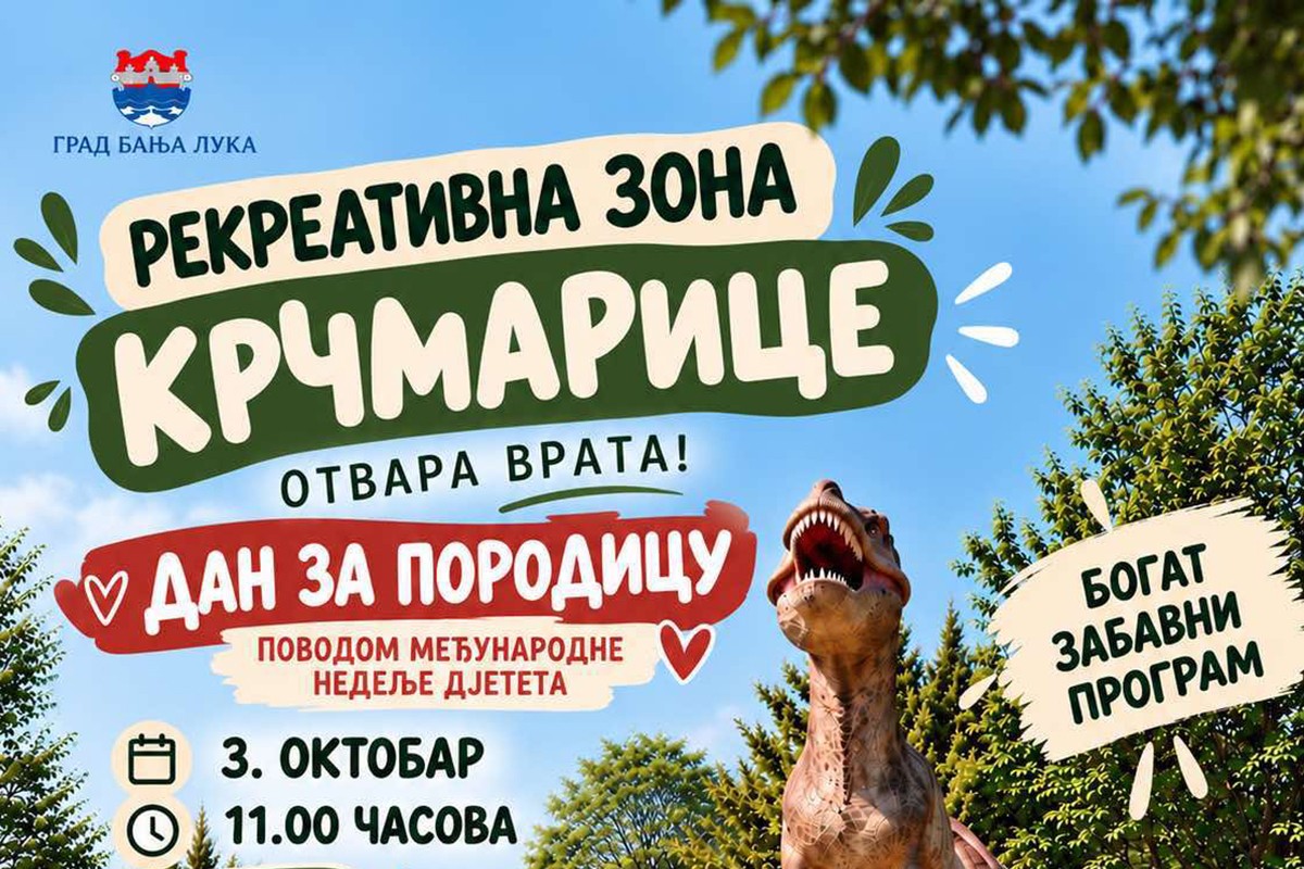 "Dan za porodicu" u Banjaluci: Dino park dolazi u rekreativnu zonu Krčmarice